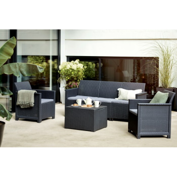 Keter baštenski set  Elodie 3 seater sa box stolom grafit-3